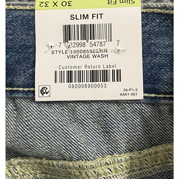 Sun + Stone Men's 30x32 Union Slim-Fit Distressed Denim Jeans Vintage Wash NEW - Picture 10 of 13